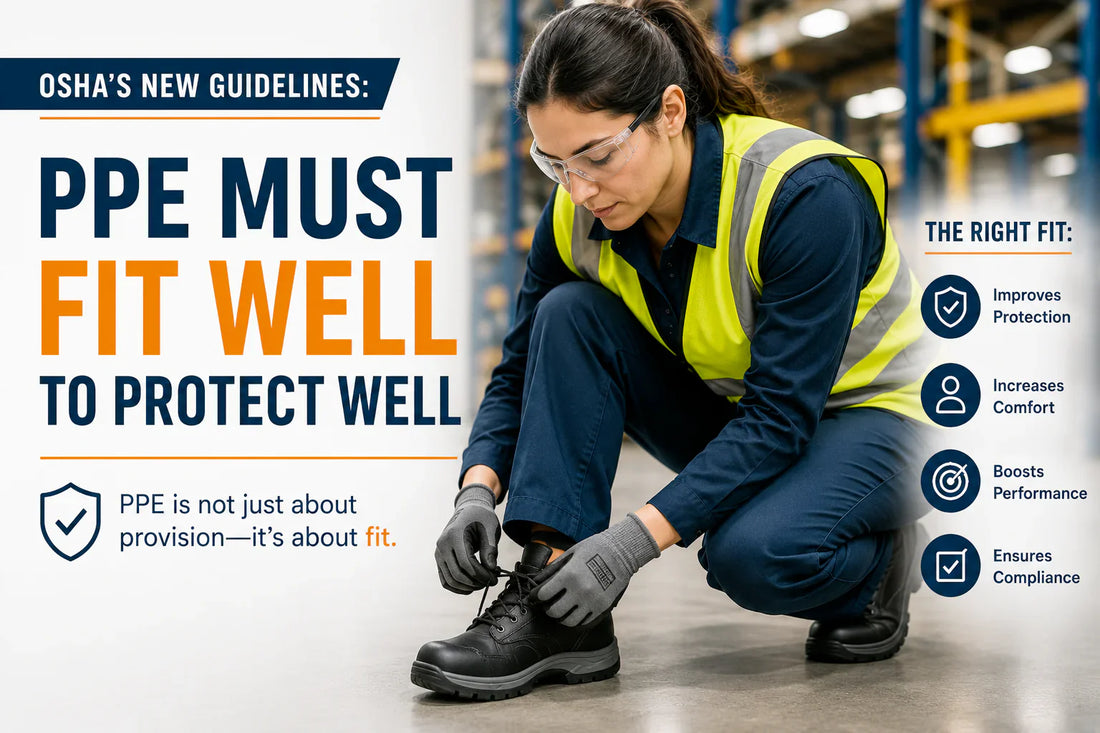 Female construction worker wearing properly fitted PPE and high-visibility safety gear, illustrating OSHA's updated PPE fit requirements for workplace safety and compliance