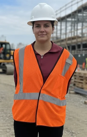 Worker in oversized PPE